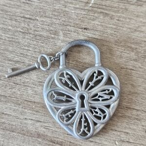 Heart Shaped Silver Padlock with Key
